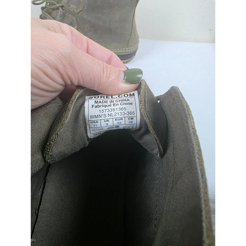Sorel Out N About Leather Duck Boots olive  Waterproof Women 11 Granola Gorpcore - Picture 6 of 8